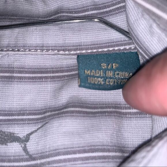 Small Tommy Bahama Gray-White Striped LS Shirt‎ - Picture 4 of 6